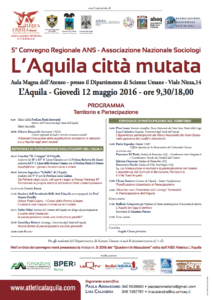 5° Convegno Regionale ANS - Associazione Nazionale Sociologi L’Aquila città mutata